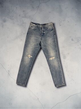 Armani Exchange Distressed Light Blue Cropped Jeans